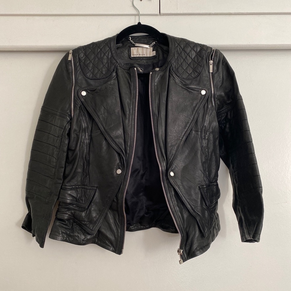 Black leather jacket/vest by Karen Millen